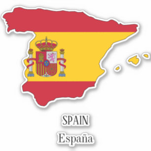 スペイン国旗の地図ステッカー シール