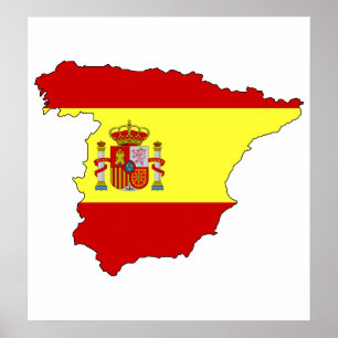 スペイン国旗の地図フルサイズ ポスター
