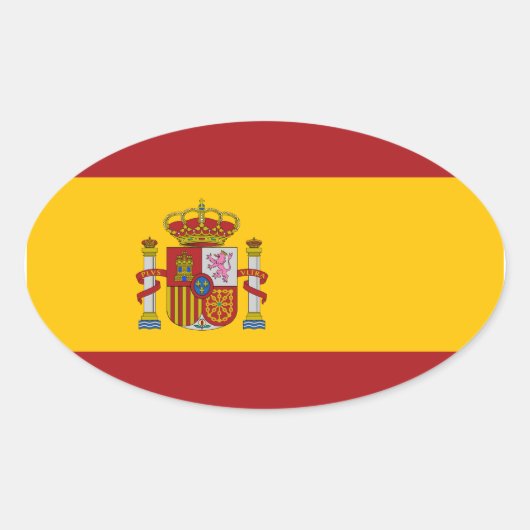 スペイン国旗の楕円ステッカー 楕円形シール (正面)