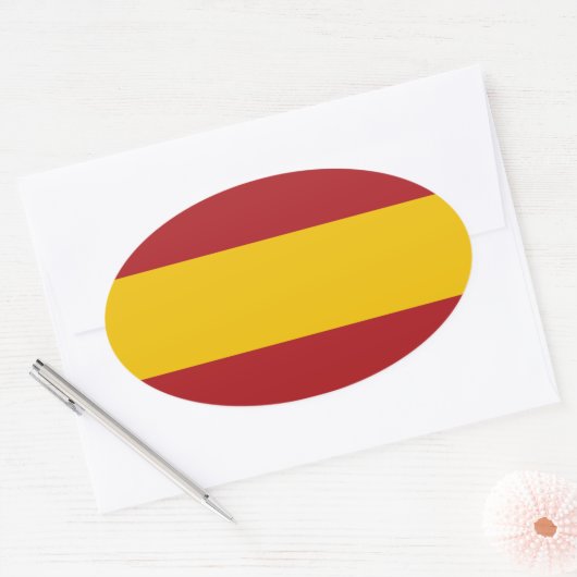 スペイン国旗の楕円ステッカー 楕円形シール (封筒)