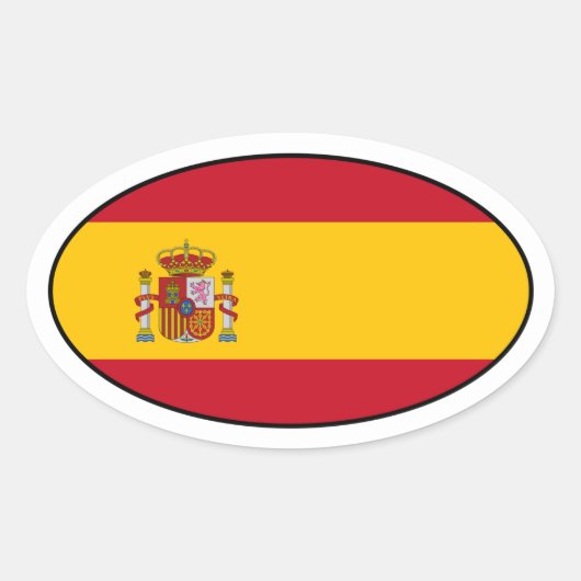スペイン国旗の楕円ステッカー 楕円形シール (正面)