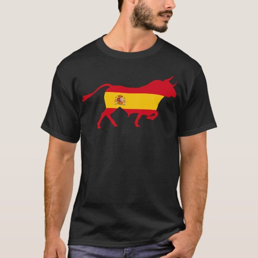 スペイン国旗の色を持つ牛 Tシャツ (正面)
