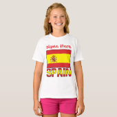 スペイン国旗の遺産を誇る女の子用パーソナライズドデザイン Tシャツ (正面フル)