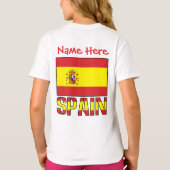 スペイン国旗の遺産を誇る女の子用パーソナライズドデザイン Tシャツ (裏面)