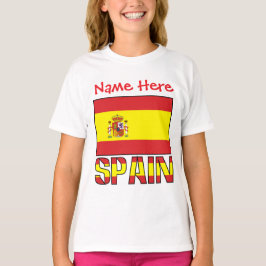 スペイン国旗の遺産を誇る女の子用パーソナライズドデザイン Tシャツ