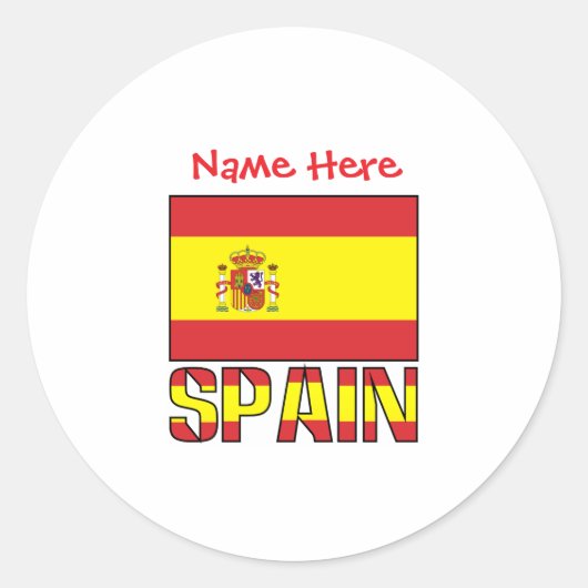 スペイン国旗をモチーフにしたパーソナライズデザイン ラウンドシール (正面)