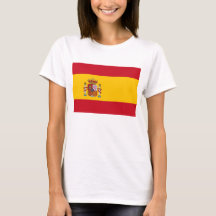 スペイン国旗を持つ女性Tシャツ