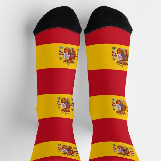 スペイン国旗を持つ男性クルー用ソックス ソックス (上部)