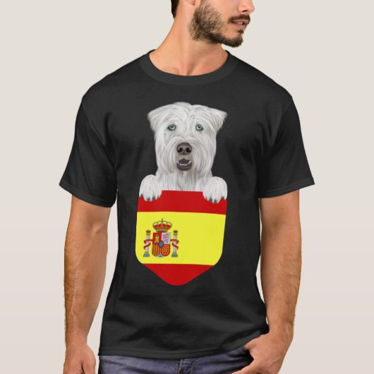 スペイン国旗ソフトコートウィートテリア犬パック Tシャツ (正面)