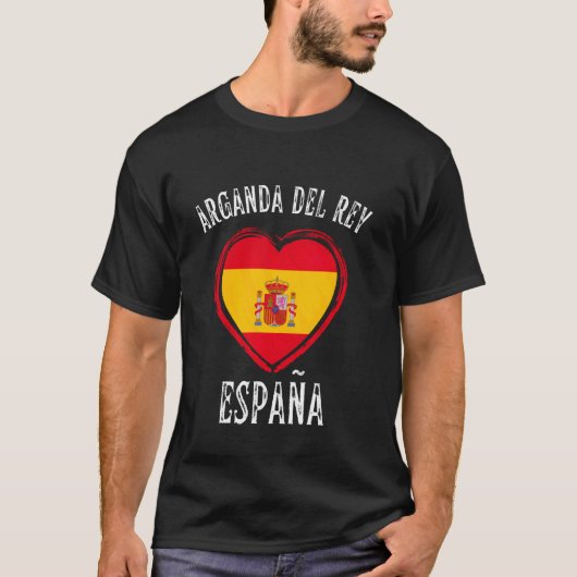 スペイン国旗ハート アルガンダ・デル・レイ市 Tシャツ (正面)