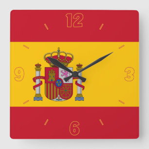 スペイン国旗愛国 スクエア壁時計
