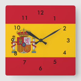 スペイン国旗 スクエア壁時計