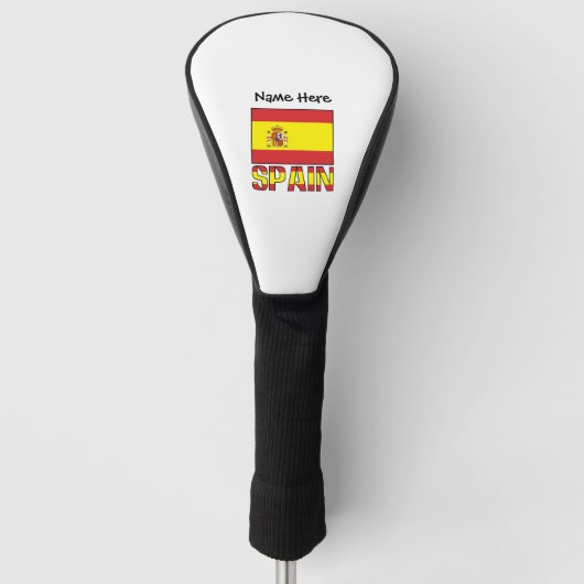 スペイン国旗 黒 個人名入れ ゴルフヘッドカバー (正面)