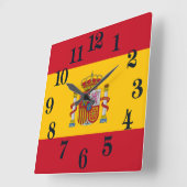 スペイン国旗 – Bandera de Espana スクエア壁時計 (傾斜)