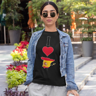 スペイン垂直I愛のフラグスペインのマップ女性 Tシャツ