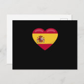 スペイン愛ハートスペインのフラッグギフトサッカーファン ポストカード (正面/裏面)