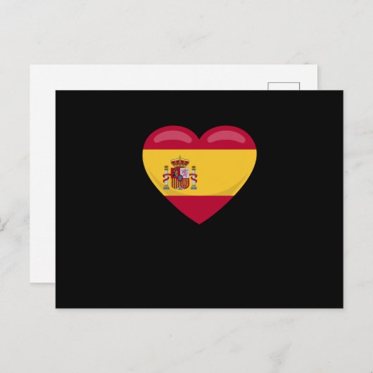 スペイン愛ハートスペインのフラッグギフトサッカーファン ポストカード (正面/裏面)