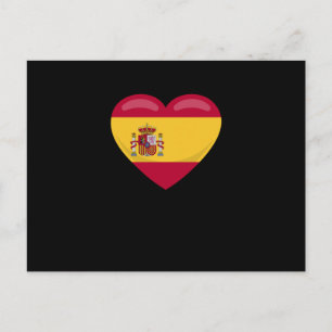 スペイン愛ハートスペインのフラッグギフトサッカーファン ポストカード