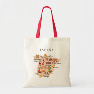 スペイン旅行マップ(片面印刷) トートバッグ