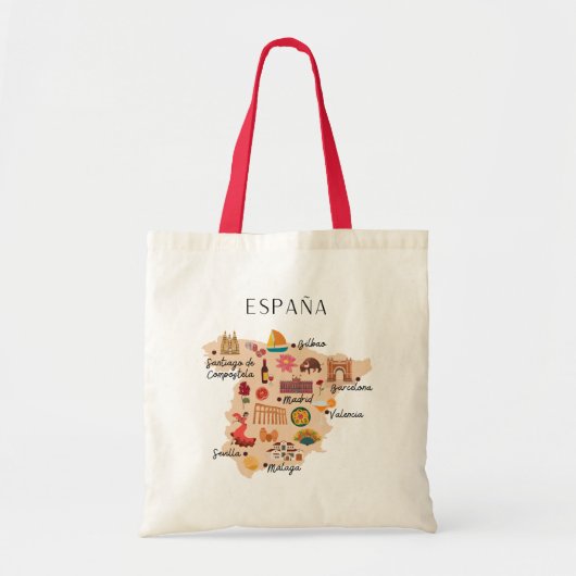 スペイン旅行マップ(片面印刷) トートバッグ (正面)