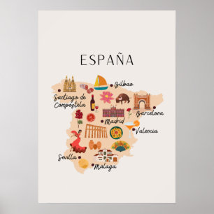 スペイン旅行地図 ポスター