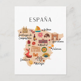 スペイン旅行地図 ポストカード