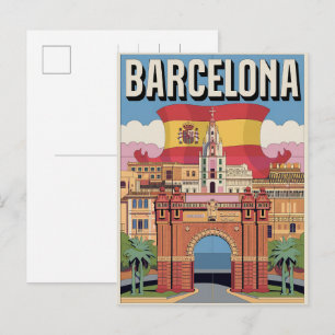 スペイン旅行 ビンテージ バルセロナ Arc+de+Triomf ギフト ポストカード