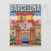 スペイン旅行 ビンテージ バルセロナ Arc+de+Triomf ギフト ポストカード (正面)