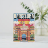 スペイン旅行 ビンテージ バルセロナ Arc+de+Triomf ギフト ポストカード (スタンド正面)