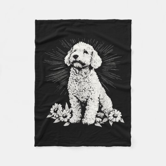スペイン水犬愛好家 レトロスタイル タトゥー フリースブランケット (正面)