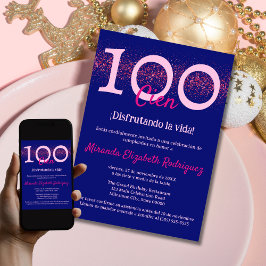 スペイン海軍ホットピンクシック女性100歳の誕生日 招待状