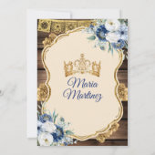 スペイン海軍青の花柄木製15歳のキーニセニェラ 招待状 (裏面)