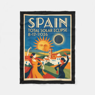 スペイン皆既日食 2026年8月12日 楽しい フリースブランケット