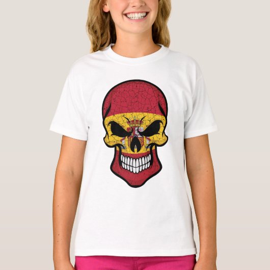 スペイン笑顔スカル国旗 Tシャツ (正面)