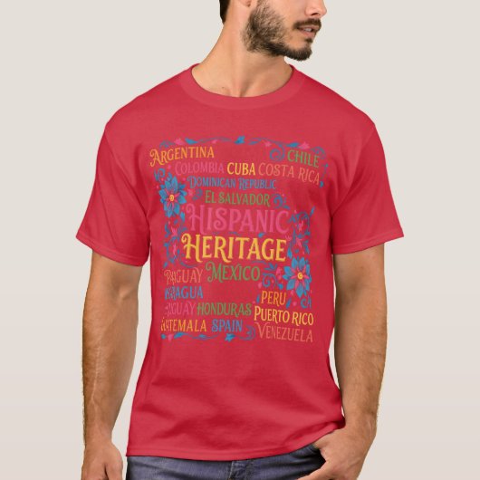 スペイン系諸国の旗 スペイン文化 Tシャツ (正面)