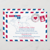 スペイン航空郵便 結婚式後パーティーのお知らせ 招待状 (正面/裏面)