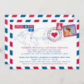 スペイン航空郵便 結婚式後パーティーのお知らせ 招待状 (正面/裏面)