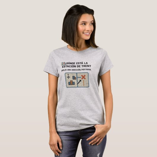 スペイン語で面白い電車の駅 トラベル Tシャツ (正面フル)