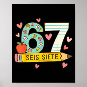 スペイン語で6と7を表す「Seis Siete」 面白い 数字 スペイン語 ユニーク ポスター