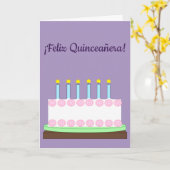 スペイン語でHappy Quinceañera: ラベンダー Blank カード (黄色い花)