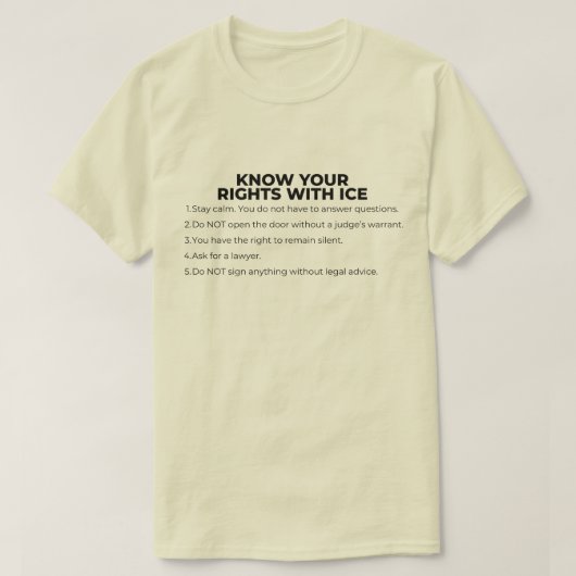 スペイン語と英語で知る権利 ICE Tシャツ (デザイン正面)