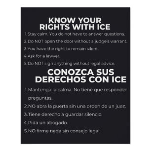 スペイン語と英語で知る自分の権利 ICE ポスター