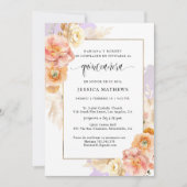 スペイン語のエレガントなパープルの花のキンセアニェラ 招待状 (正面)