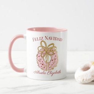 スペイン語のカスタム メリークリスマス アブエラ ピンクリース マグカップ