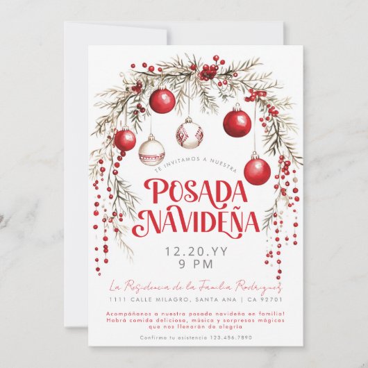 スペイン語のクリスマスポサダの招待状 招待状 (正面)