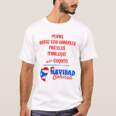スペイン語のプエルトリコのクリスマスの伝統的な食べ物 Tシャツ (正面)
