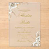 スペイン語のミニマルなアクリル結婚式招待状 アクリル招待状 (正面)