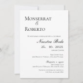 スペイン語のミニマルな結婚式招待状 招待状 (正面)