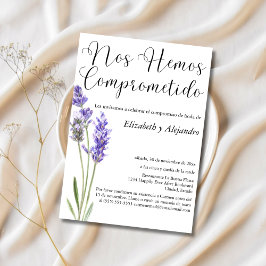 スペイン語のミニマルラベンダー結婚式エンゲージメントパーティー 招待状