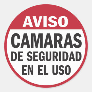 スペイン語の保安用カメラ使用中のAviso ラウンドシール